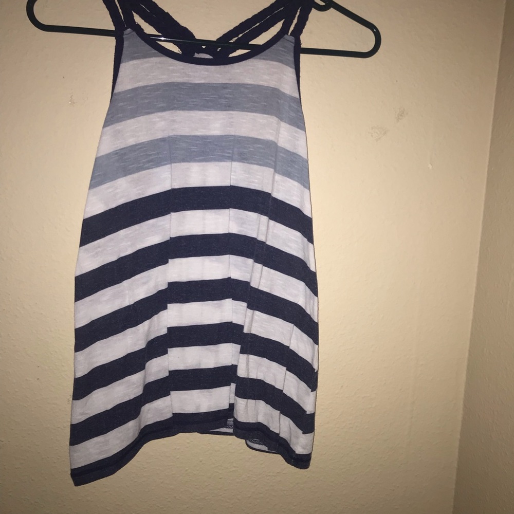 blue striped tank top.